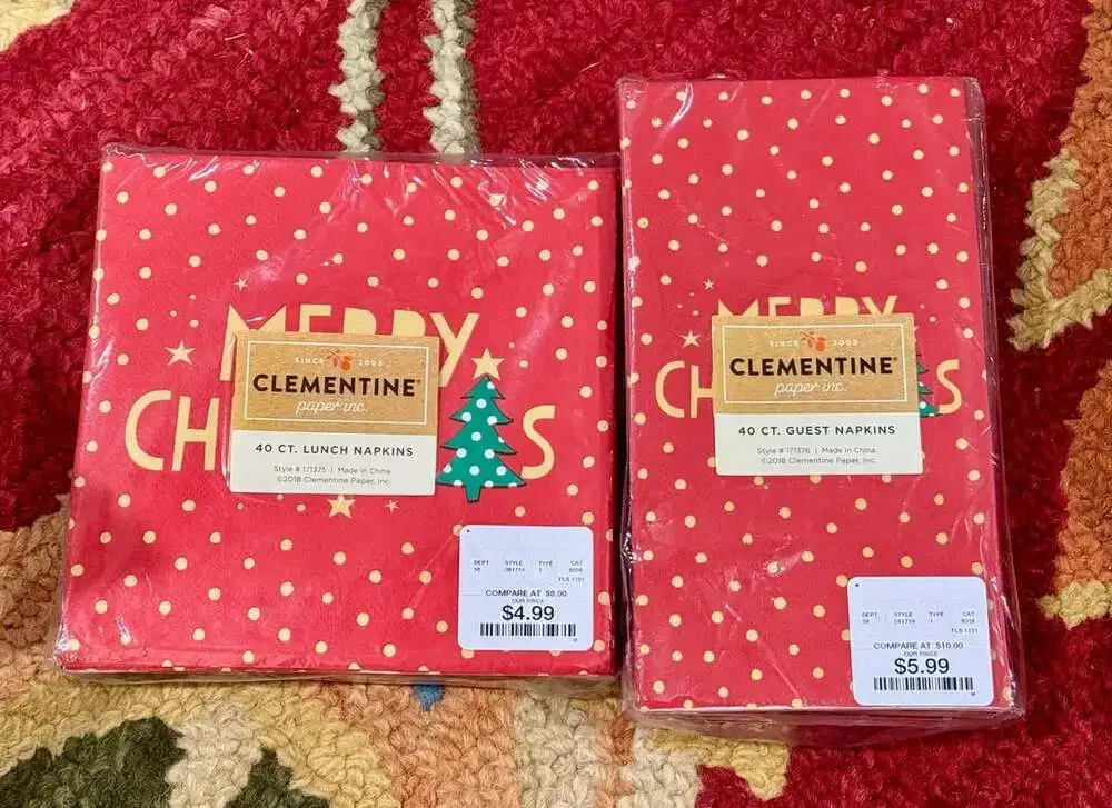 Clementine Paper Inc. Merry Christmas Lunch and Guest Napkins Set
